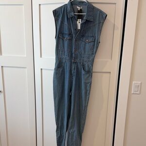 Casual Blue Denim Jumpsuit